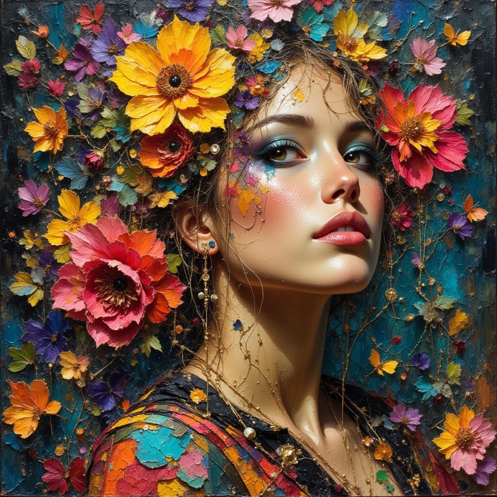 Dramatic Stage Performance in Textured Impasto Style