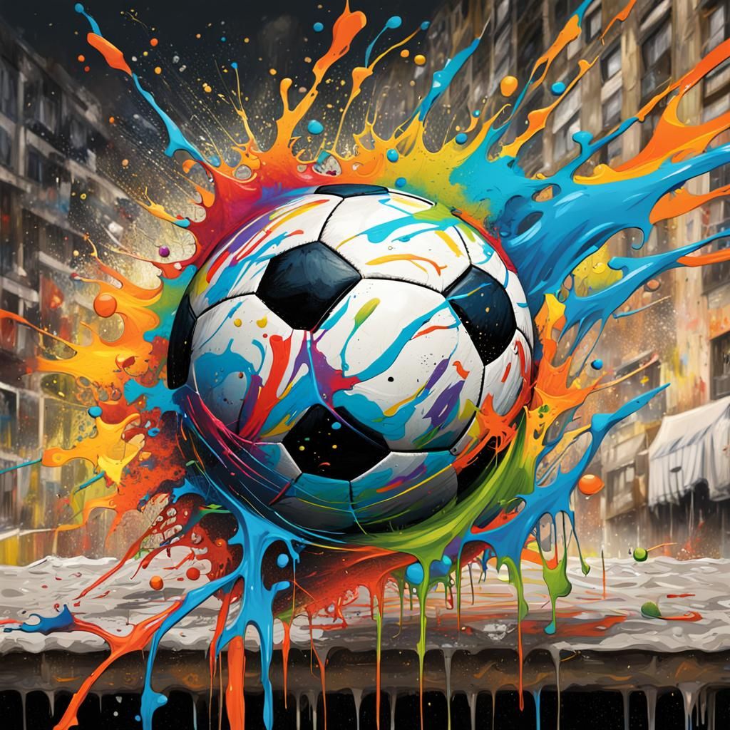 Soccer Goal Captured in Graffiti Splash Art