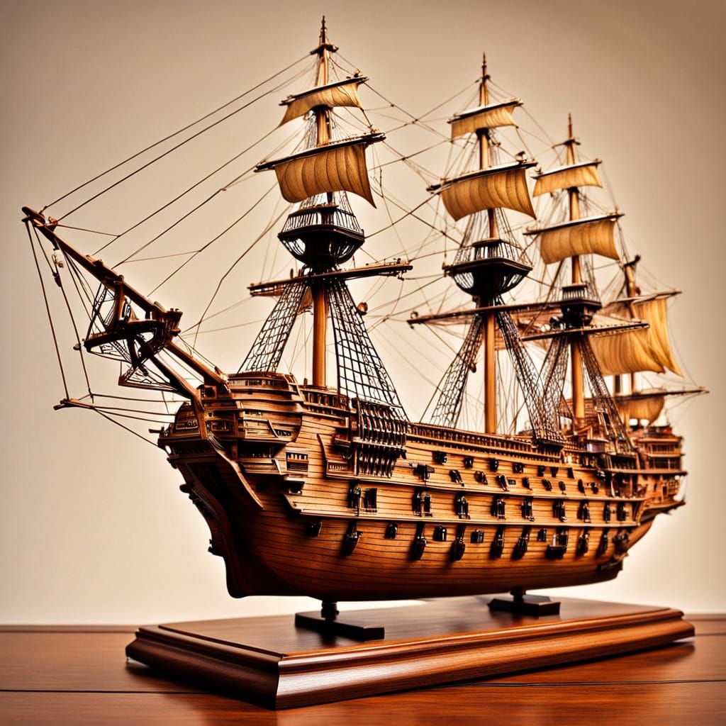 Detailed Wooden Ship Model of HMS Victory