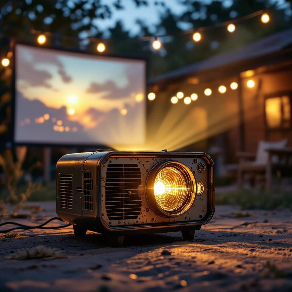 Retro-Futuristic Projector for Outdoor Cinema in Community S...