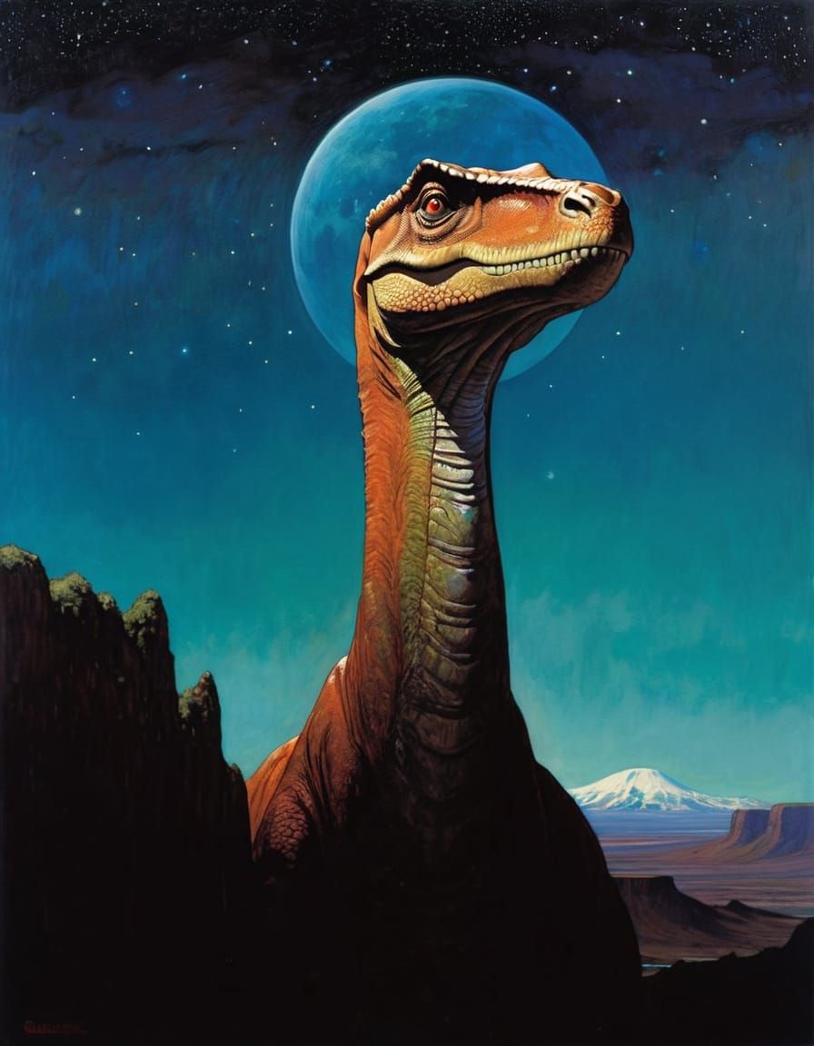 Dinosaur in Klimt-Inspired Art Nouveau Style