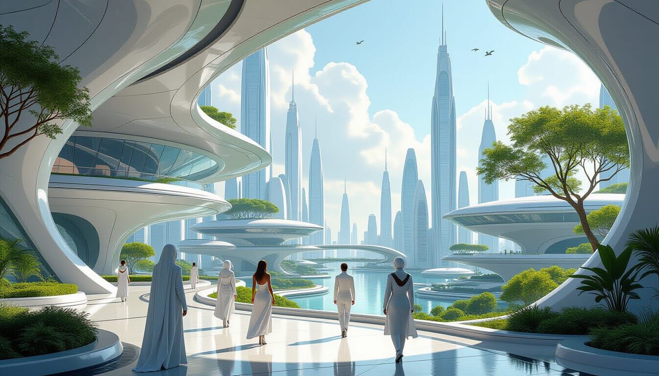 Utopian Frutiger Architecture: Harmony in Future Cityscape