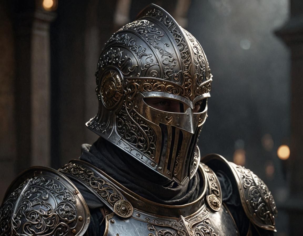 Moonlit Knight in Silver and Gold Armor