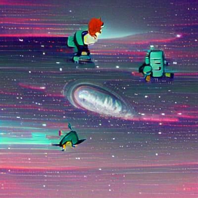 Futurama-Inspired Scene with Robot and Human