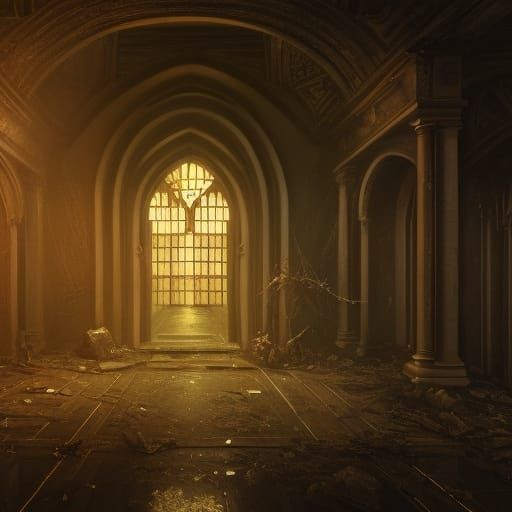 Gothic Bank with Blood Trail in Dark Fantasy Style