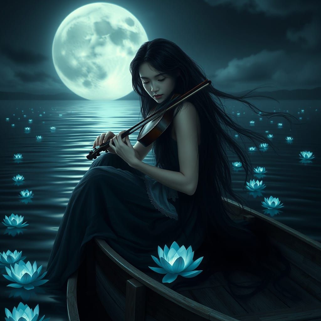 Enchanted Moonlit Serenade on a Serene Lake