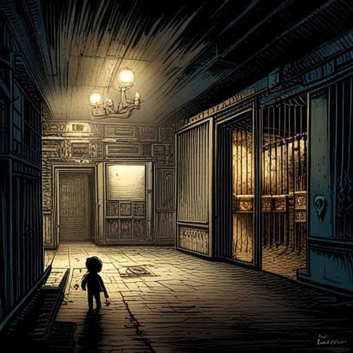 Eerie Haunted Catacombs in Comic Art Style