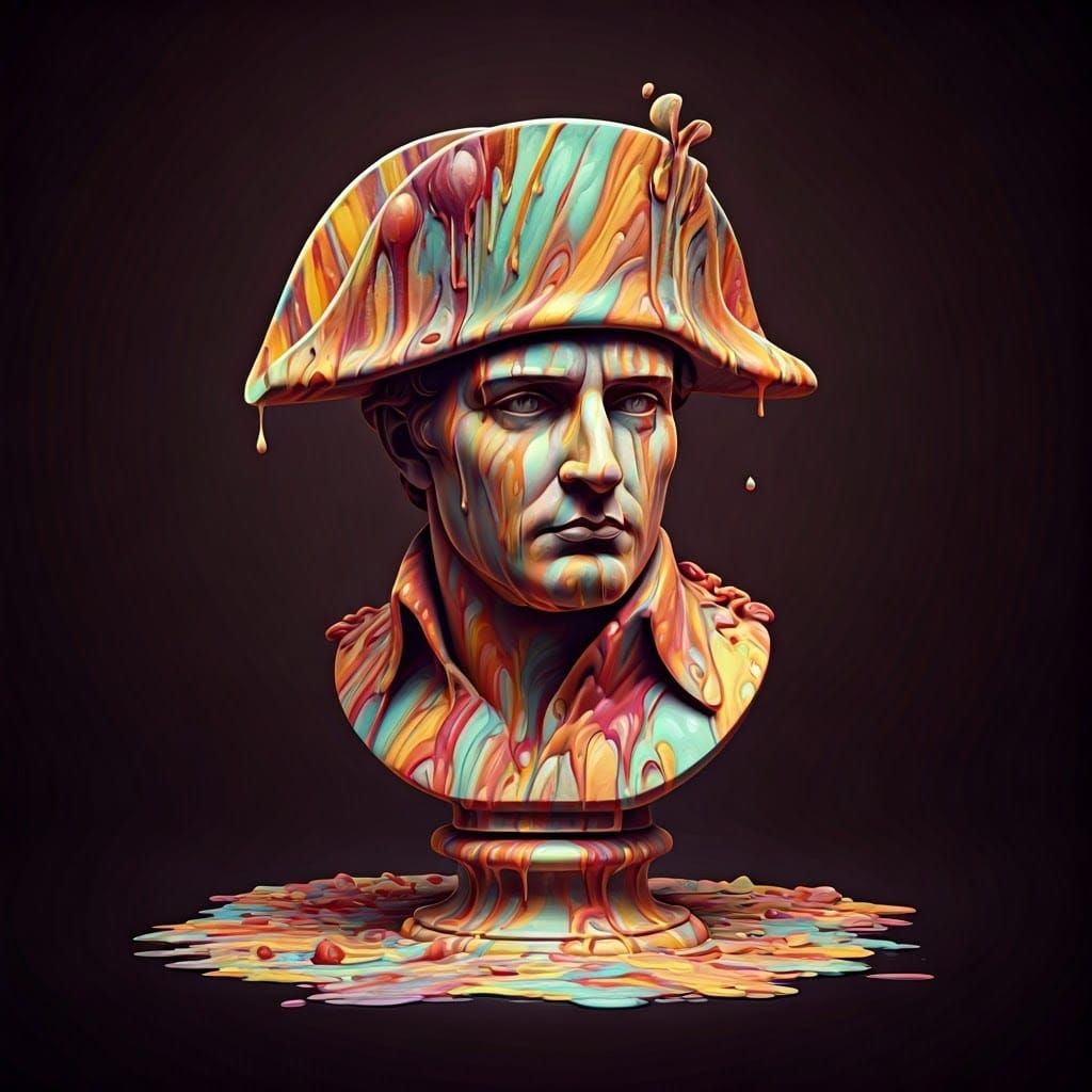 Vibrant Ice Cream Napoleon Bust in Fantasy Art Style
