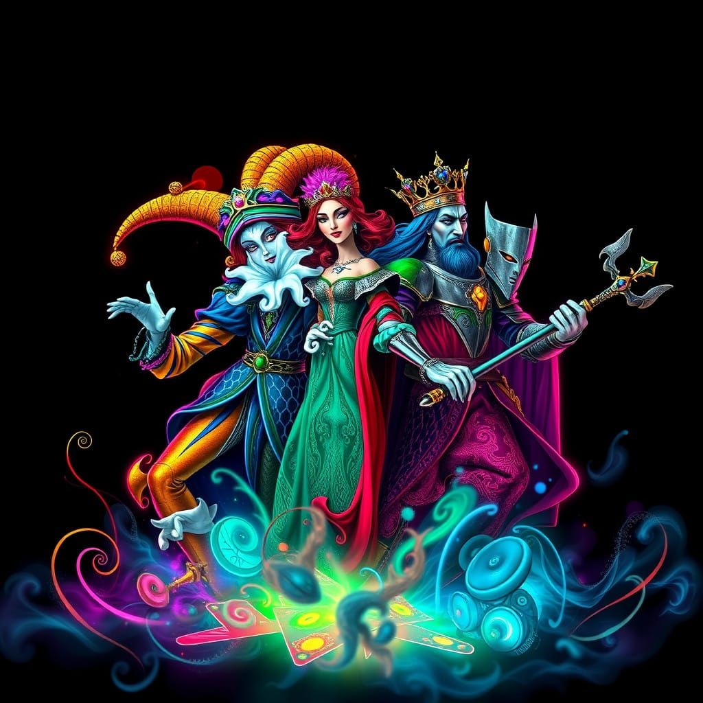 Ethereal Eldritch Creatures Burst from Art Nouveau Playing C...