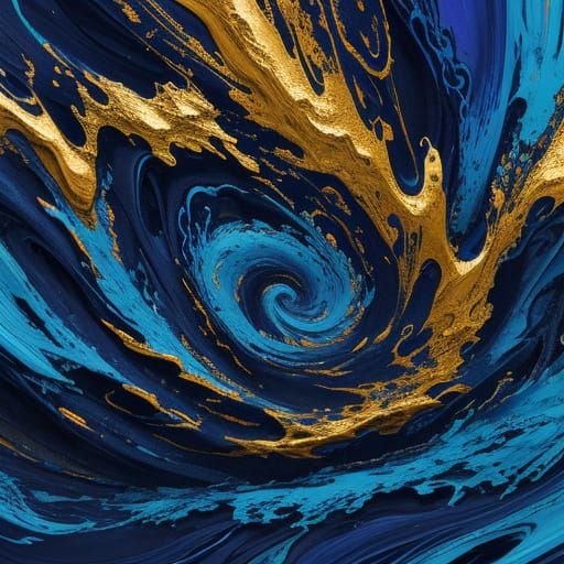 Abstract Indigo Dye Art in Golden Light