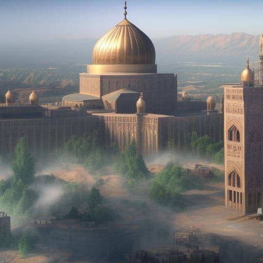 Futuristic Mosque in the USA: Detailed Matte Painting