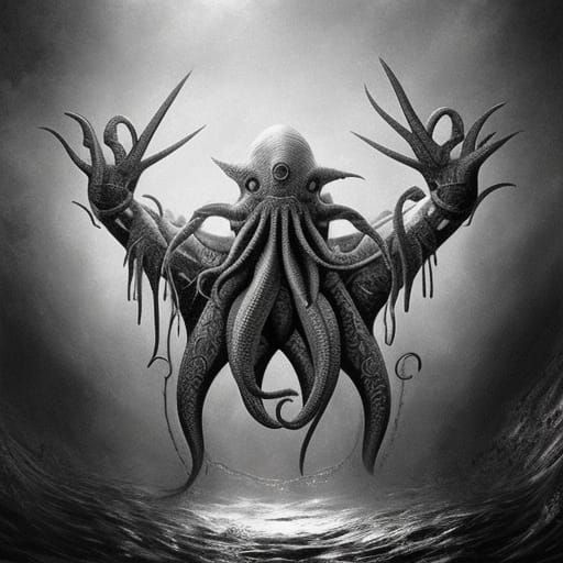 Hyperrealistic Cthulhu Mythological Origin Photoillustration