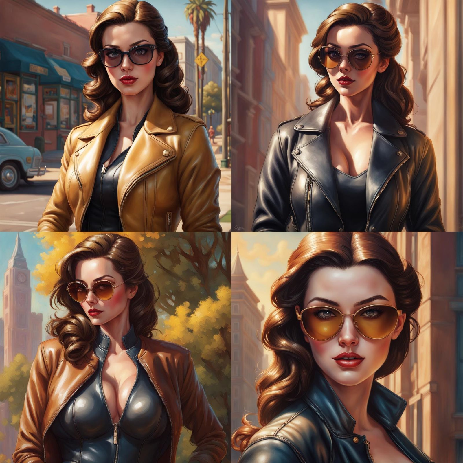 Princess Belle in Leather Jacket, Hyperrealistic 8k