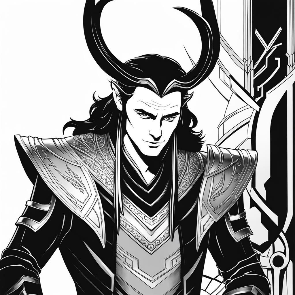 Monochrome Portrait of Loki with Green Eyes