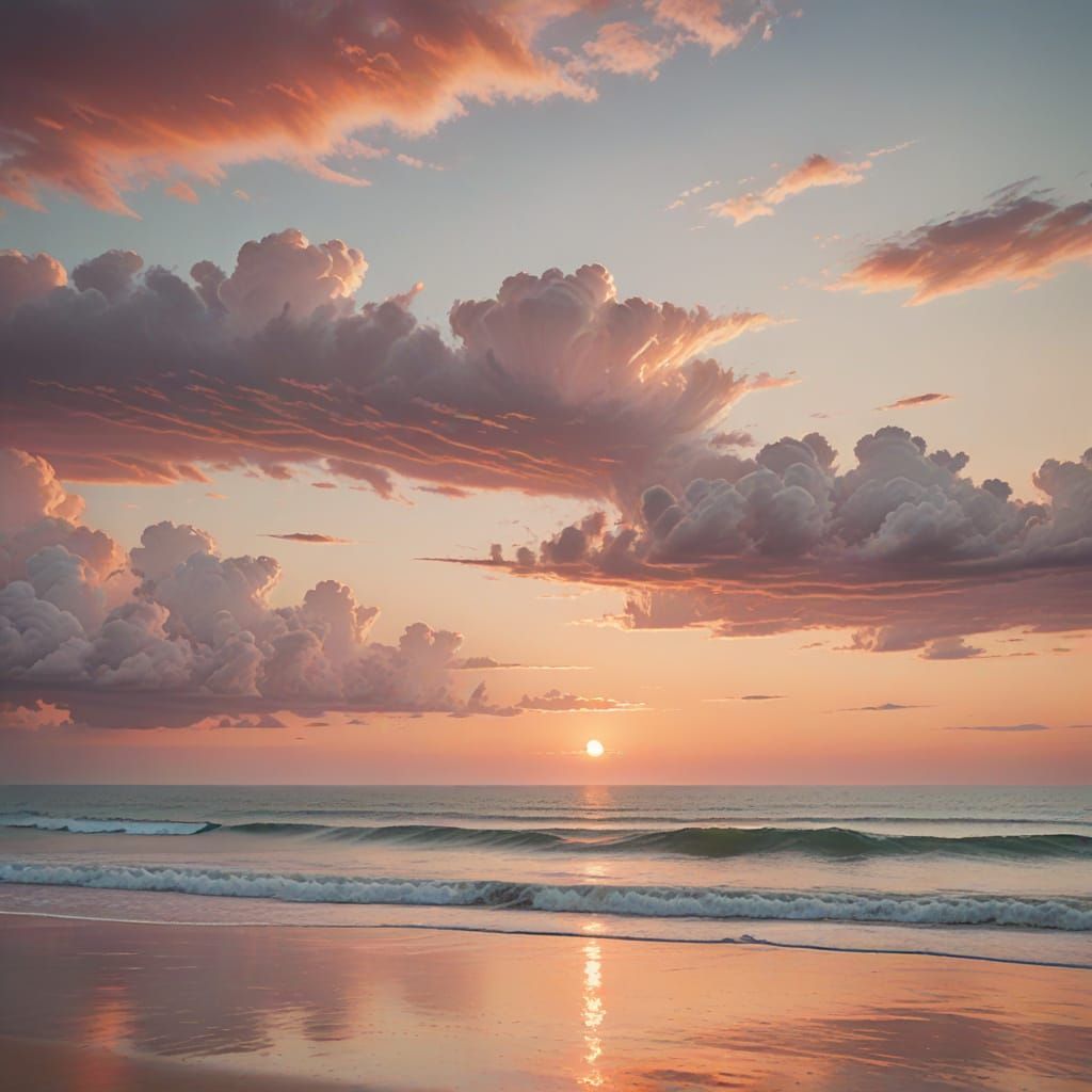 Surreal Sunrise Landscape with Cloud Number, Rothko Style