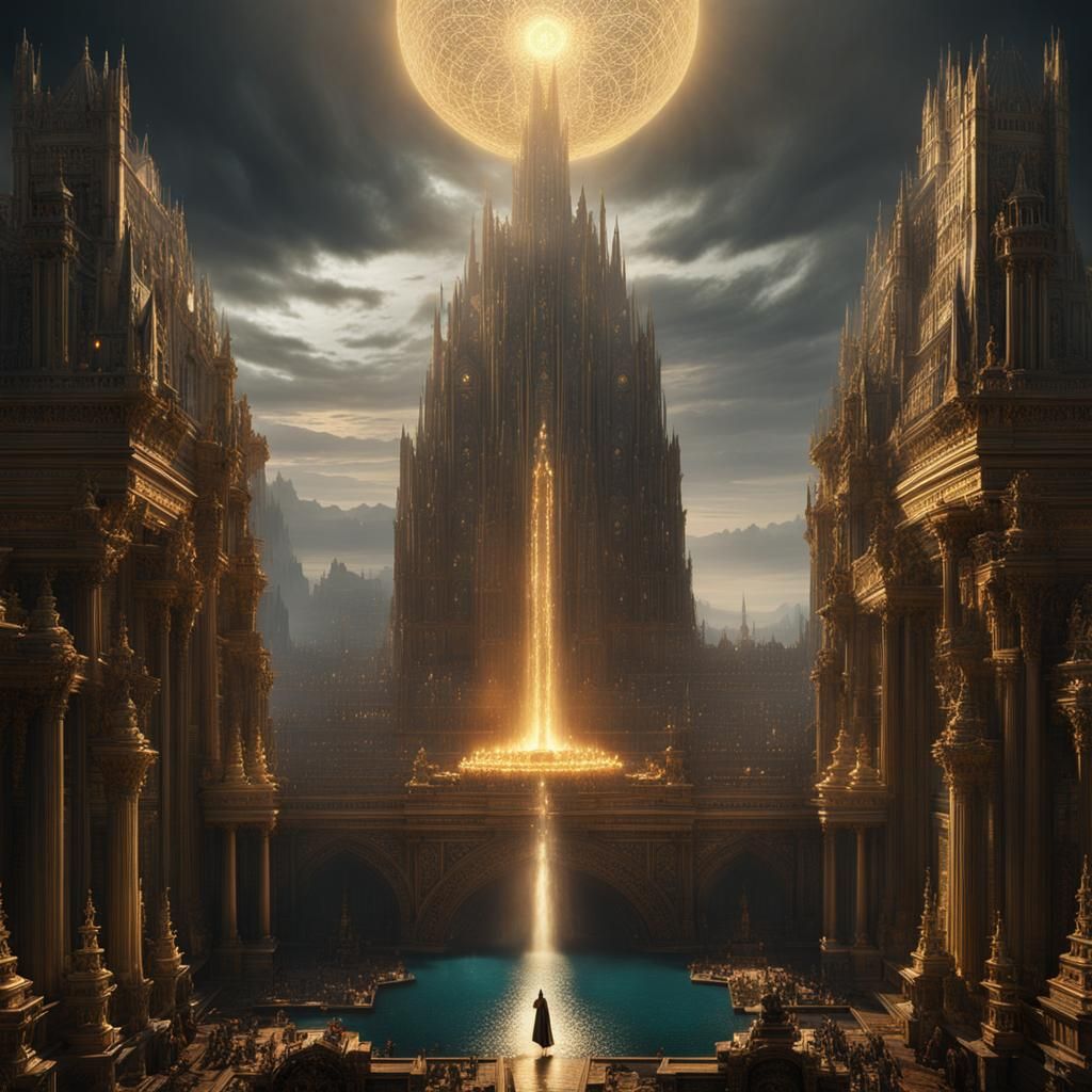 Cinematic Invocation Under Golden Light: Digital Matte Paint...