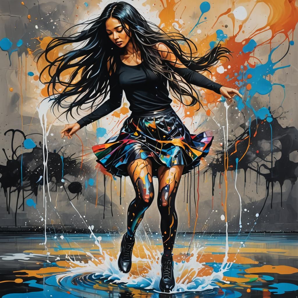 Graffiti Art of Woman Dancing on Water