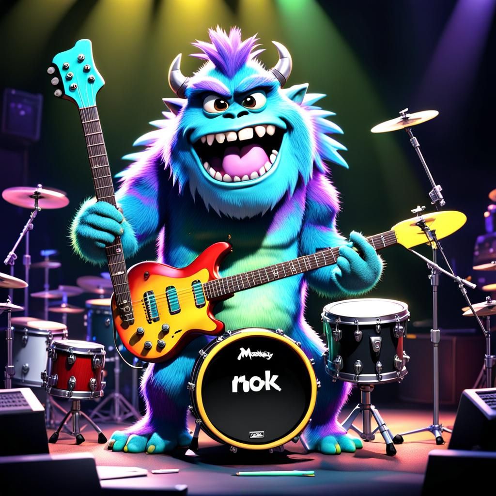 Monsters Rocking Out in Concert: 3D Digital Art