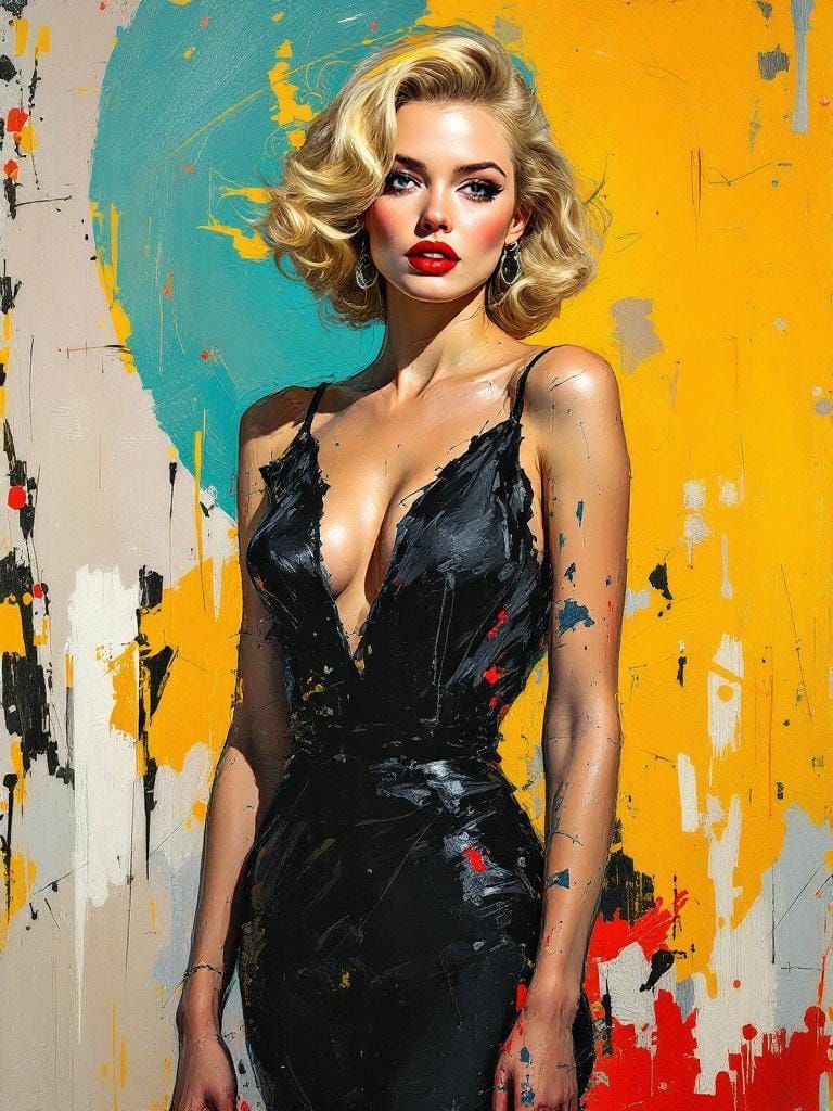 1950s Pin-Up in Abstract Expressionist Style