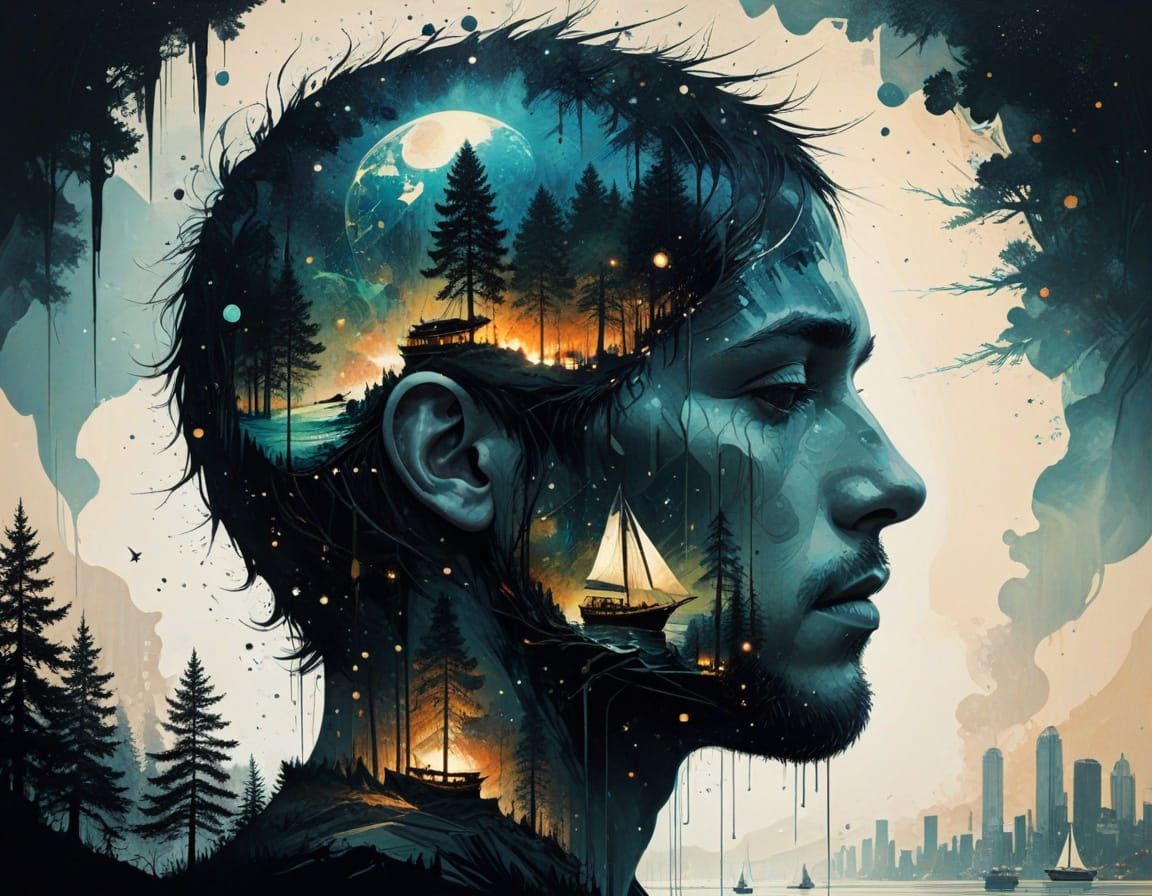 Cosmic Double Exposure: Galaxy Meets World