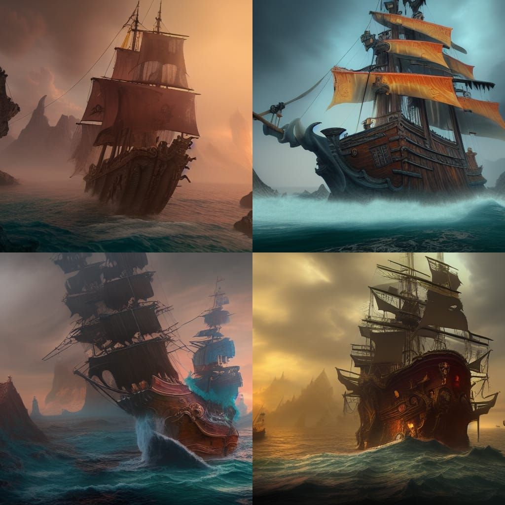 Fantastical Pirate Ship Concept Art