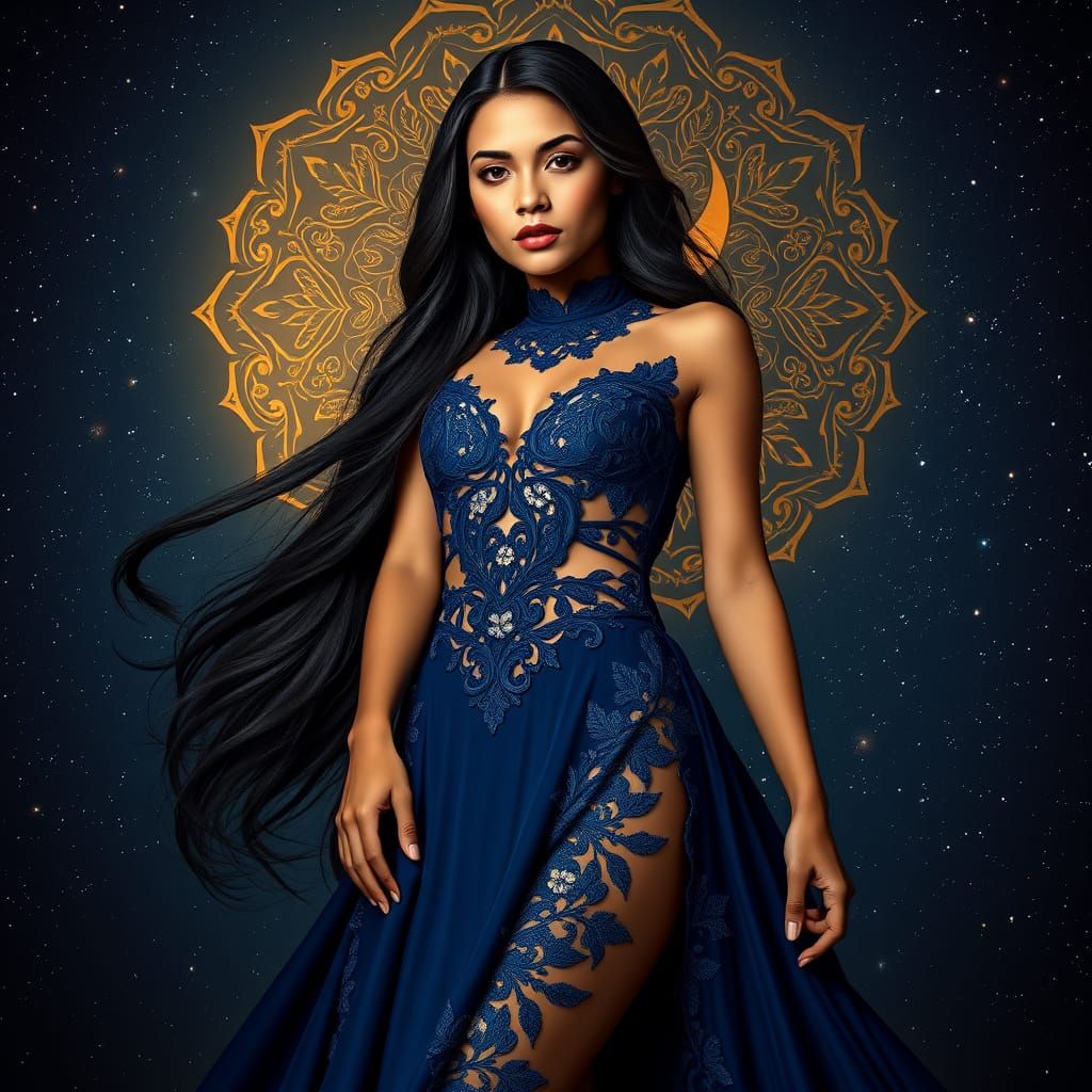 Cosmic Beauty: A Fantasy Portrait in Baroque Style