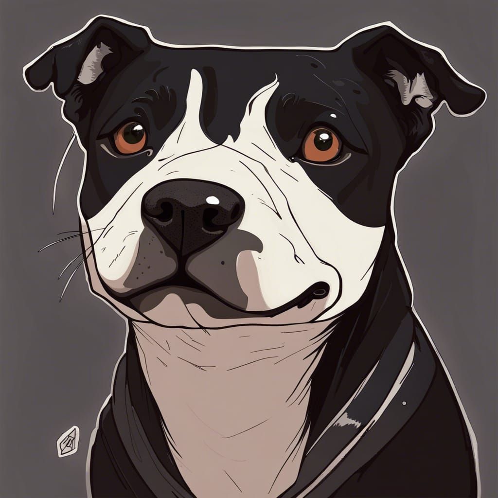 Cartoon Staffordshire Bull Terrier in Nimona Art Style