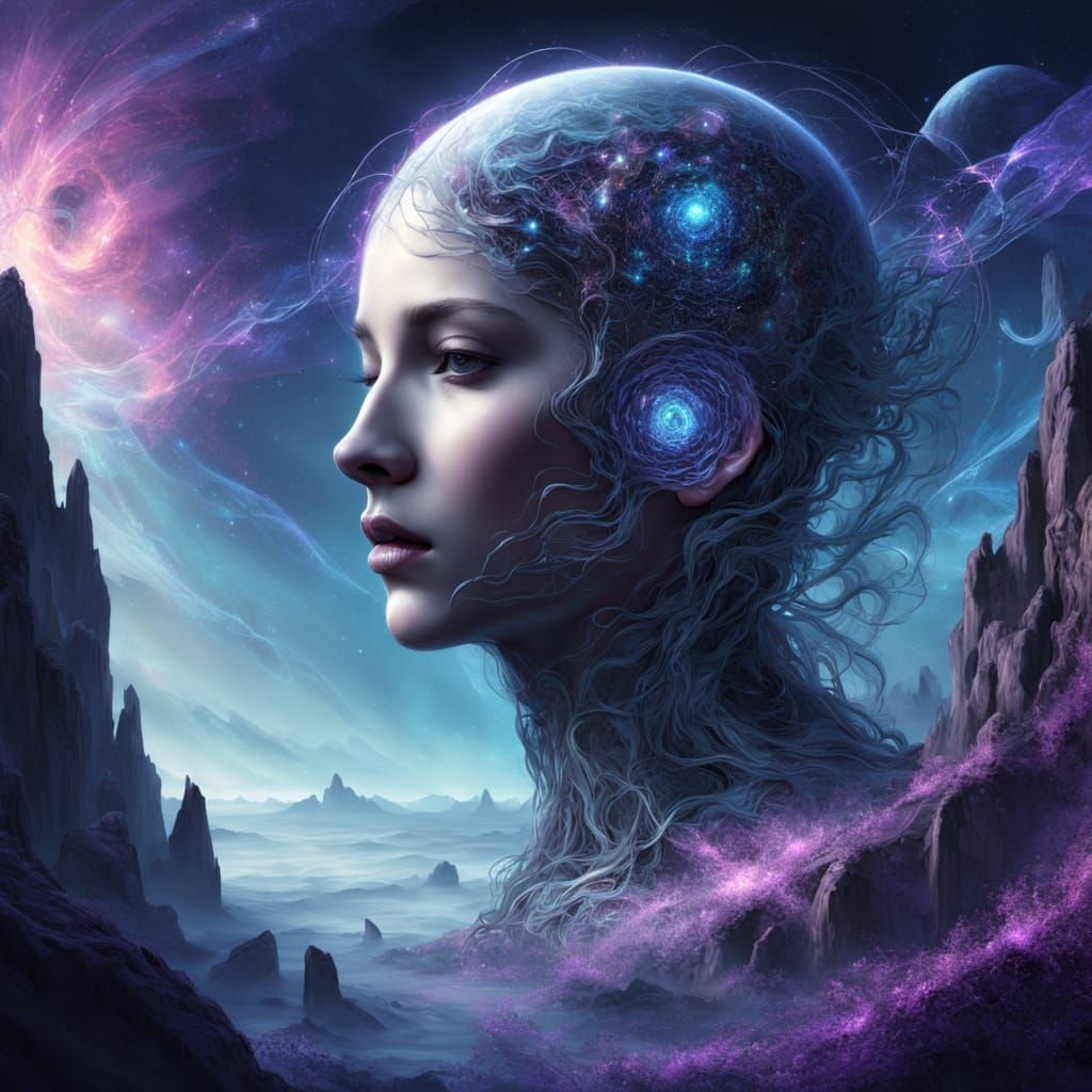 Lone Figure Transcends Digital Matrix, Infinite Consciousnes...