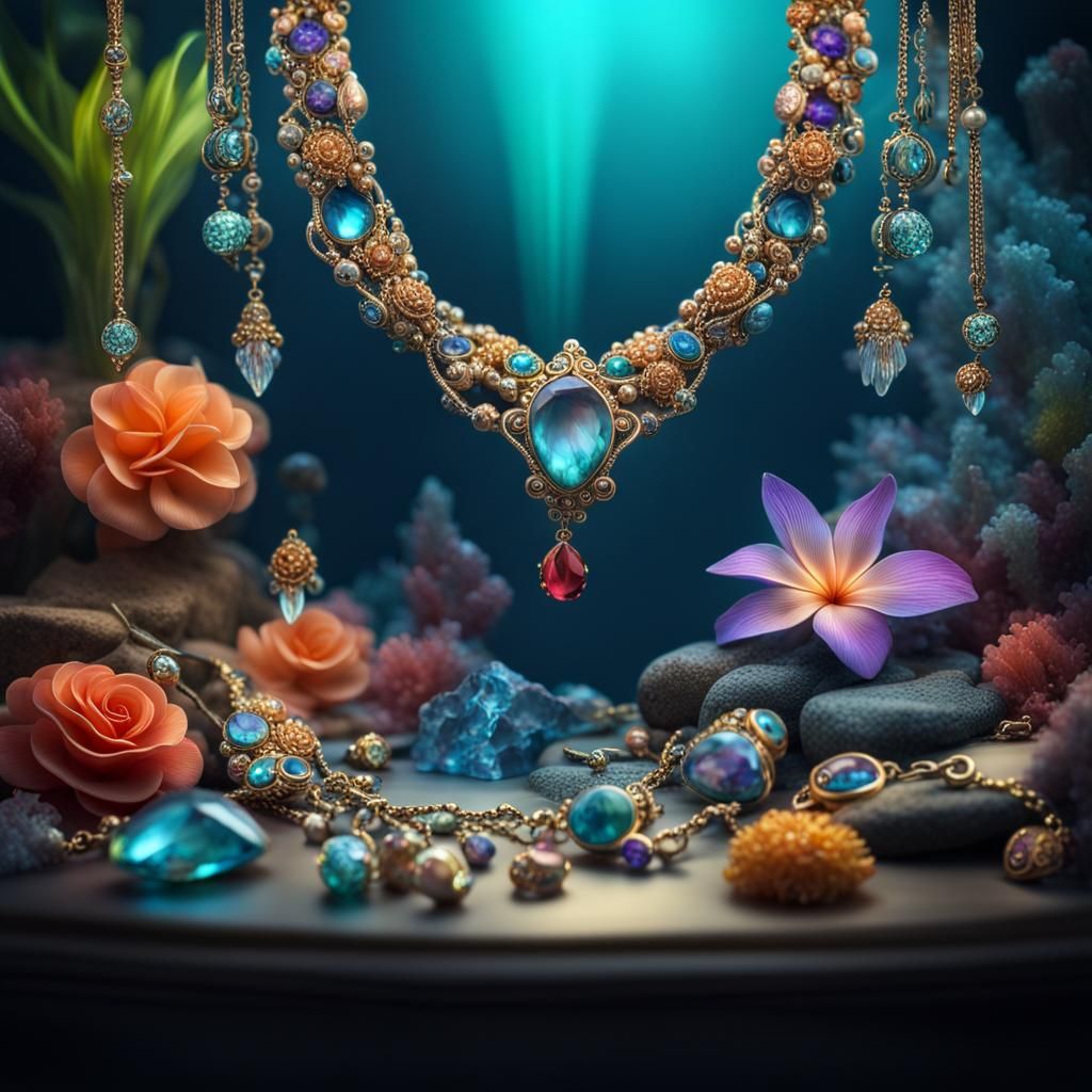 Glowing Aquarium Jewelry with Floral Pattern