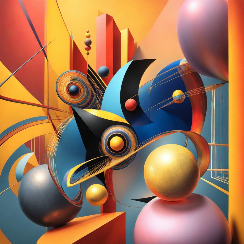 Abstract Angular Forms with Radiating Ruby Light