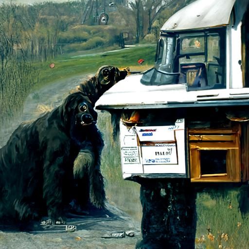 Mailman in Oil Painting Style of James Gurney