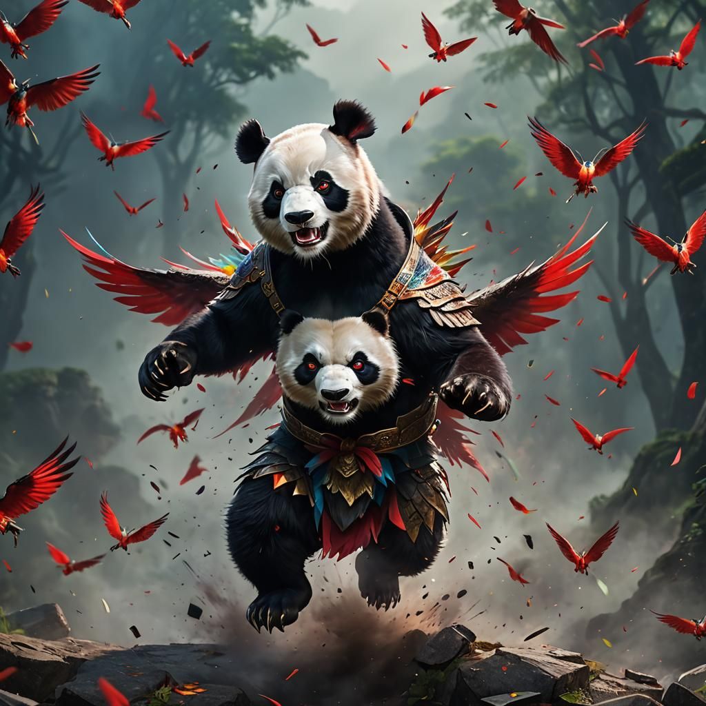 Angry Panda Martial Arts Portrait in Fantasy Style