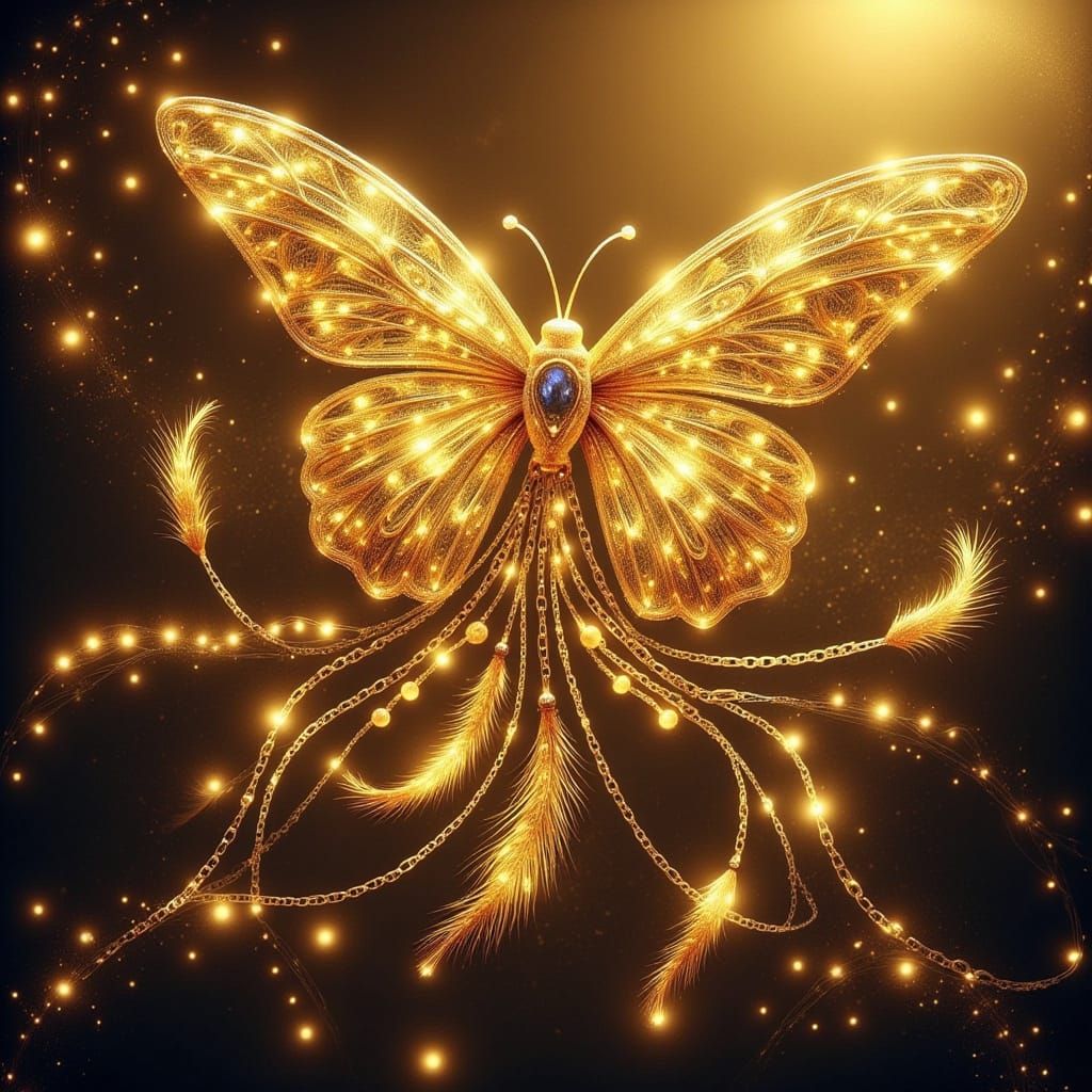 Ethereal Golden Butterfly in Delicate Chains
