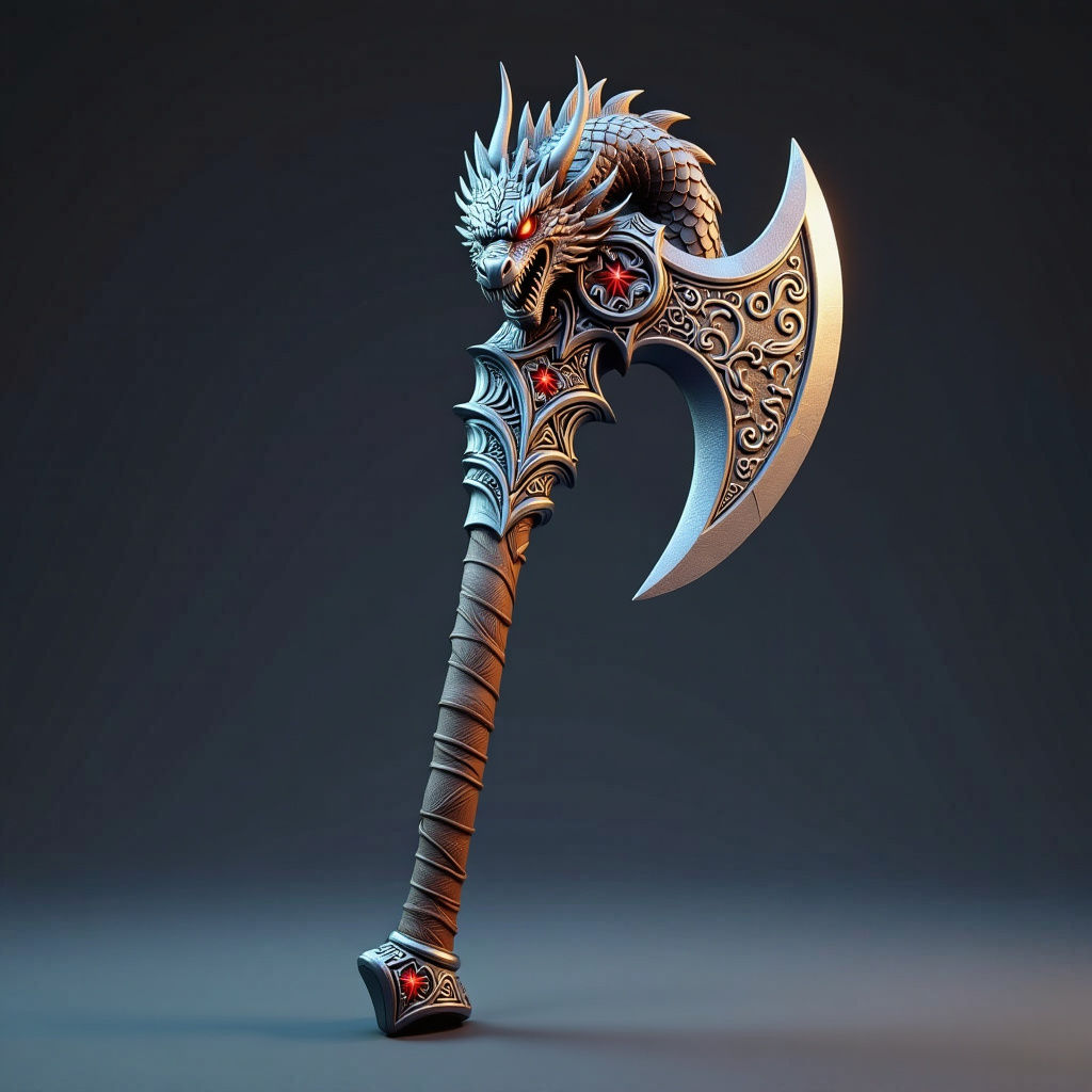 Fantasy Dragon Hatchet with Ergonomic Grip