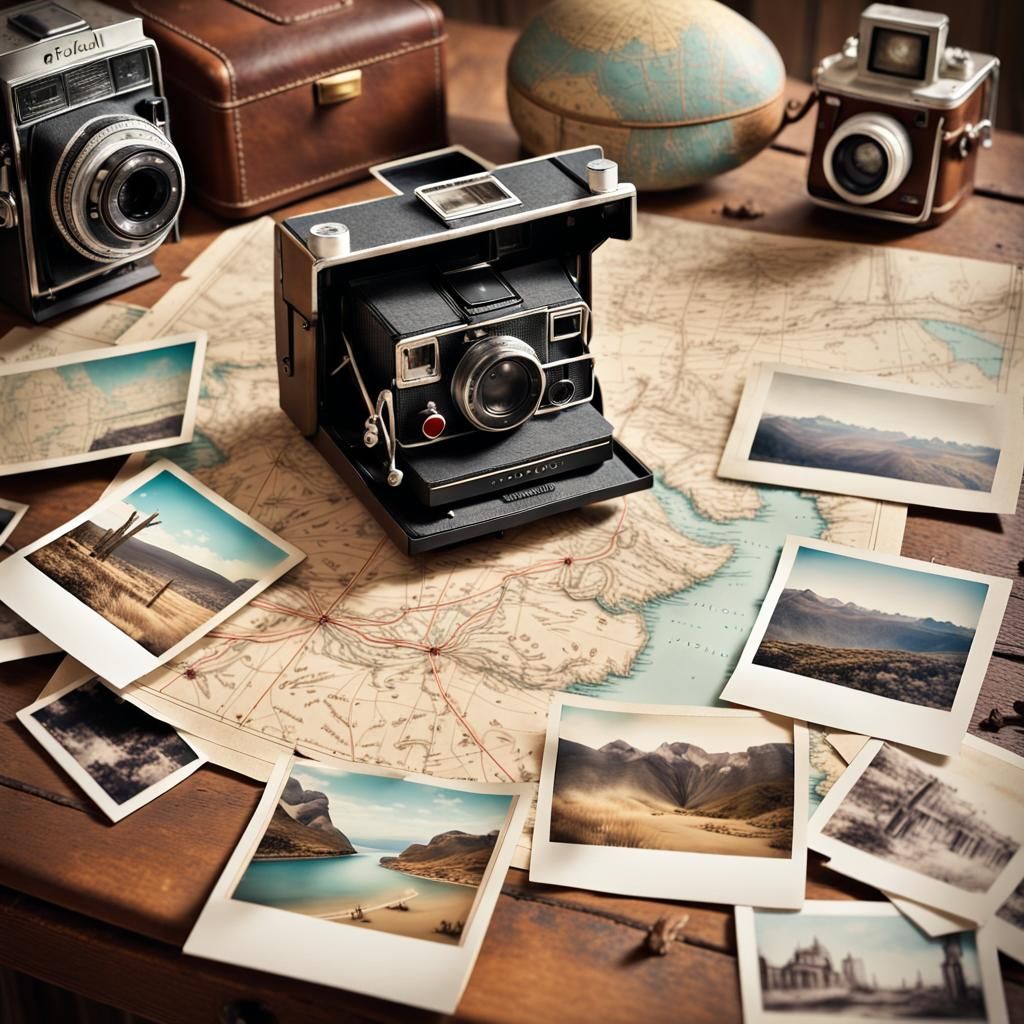 Nostalgic Travel Composition with Vintage Photographs