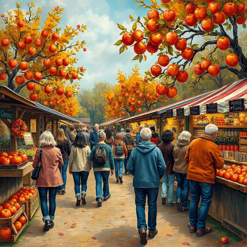 Autumn Apple Festival in Impressionistic Whimsical Style
