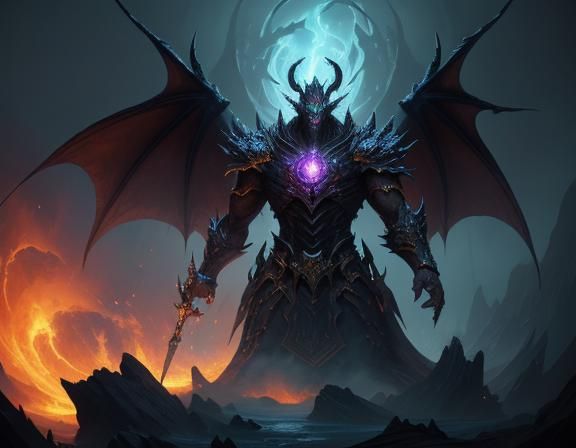Dragon God on Skull Mountain in Dark Fantasy Art