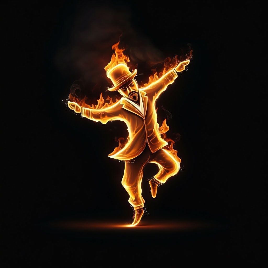 Abstract Fire Dancer with Complementary Colors