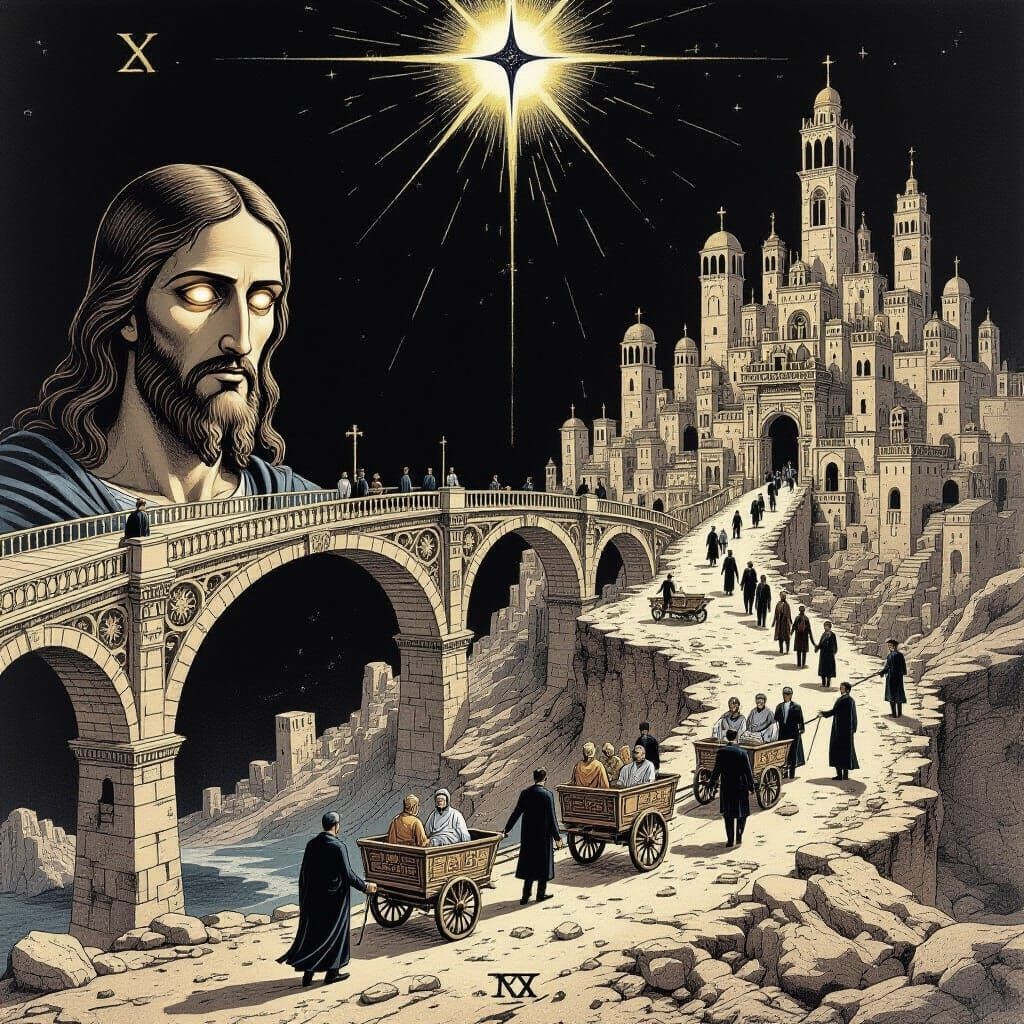 Surreal 1960s Tarot Codex: Jesus Connects To City of Dirt an...