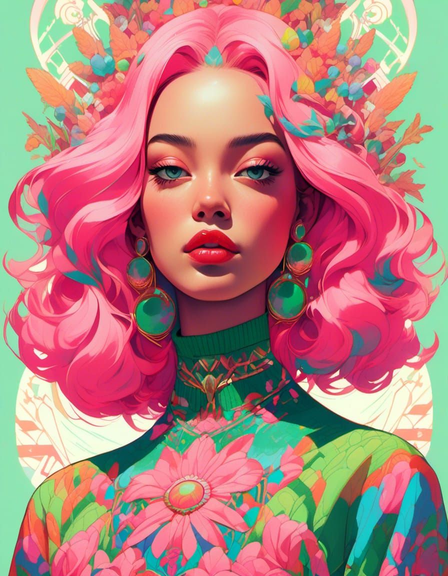 Stoner Woman Portrait in Pop Art Style