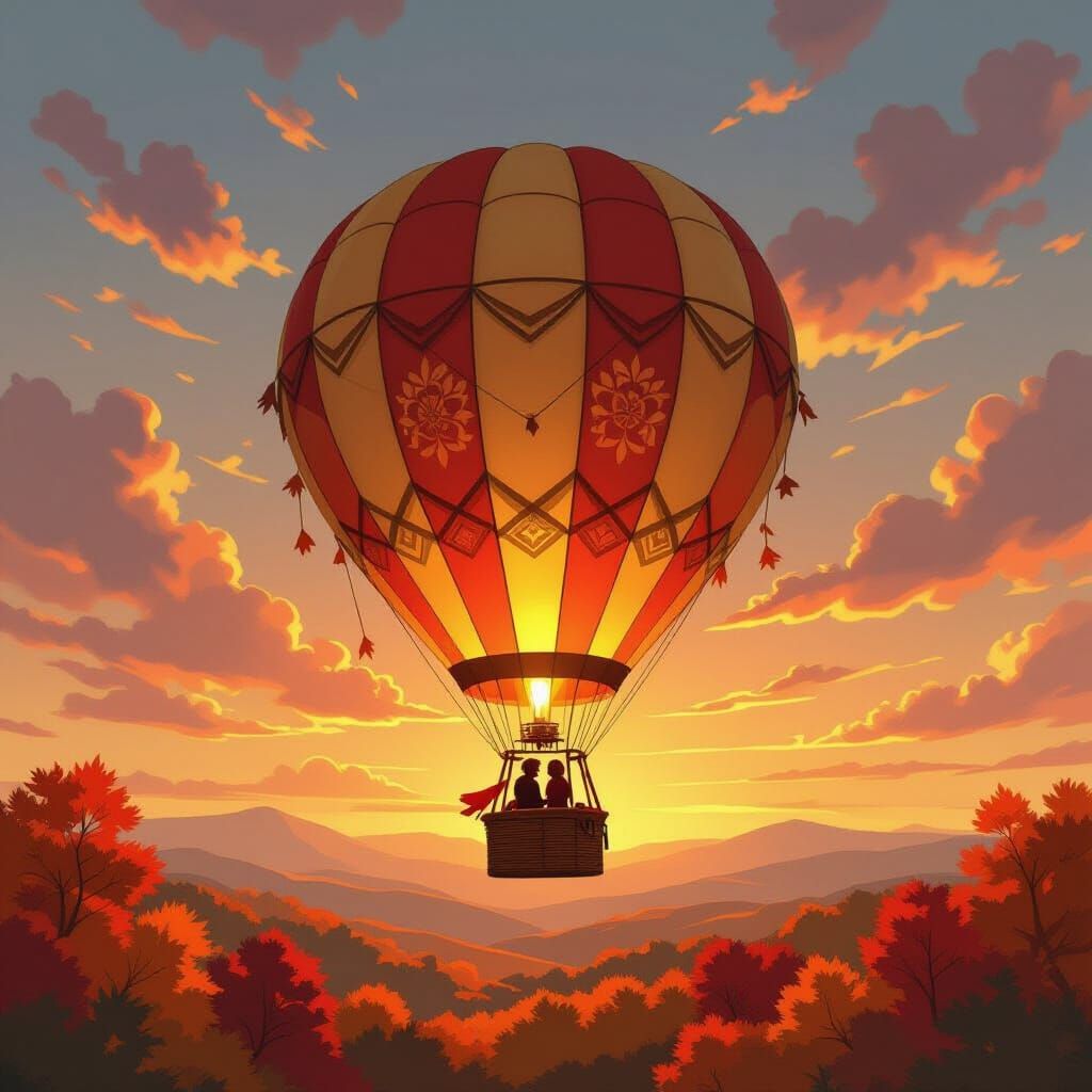 Autumn Date Night in Antique Hot Air Balloon