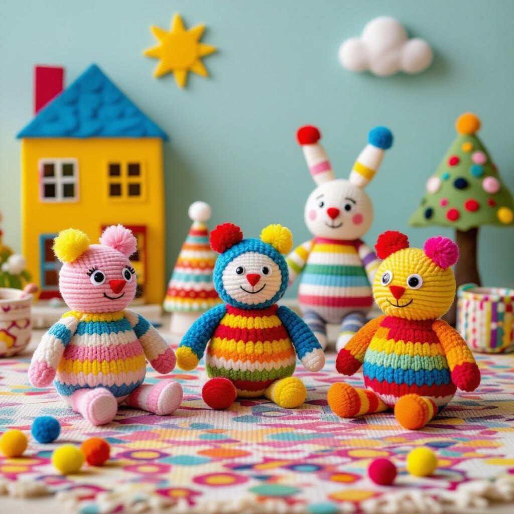 Colorful Pom Pom Patterns and Characters