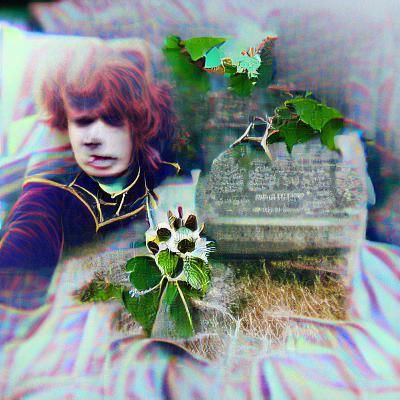 Gothic Graveyard Scene with Carnivorous Plants