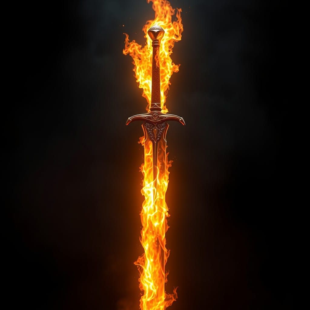Majestic Sword Ablaze in Golden Hues