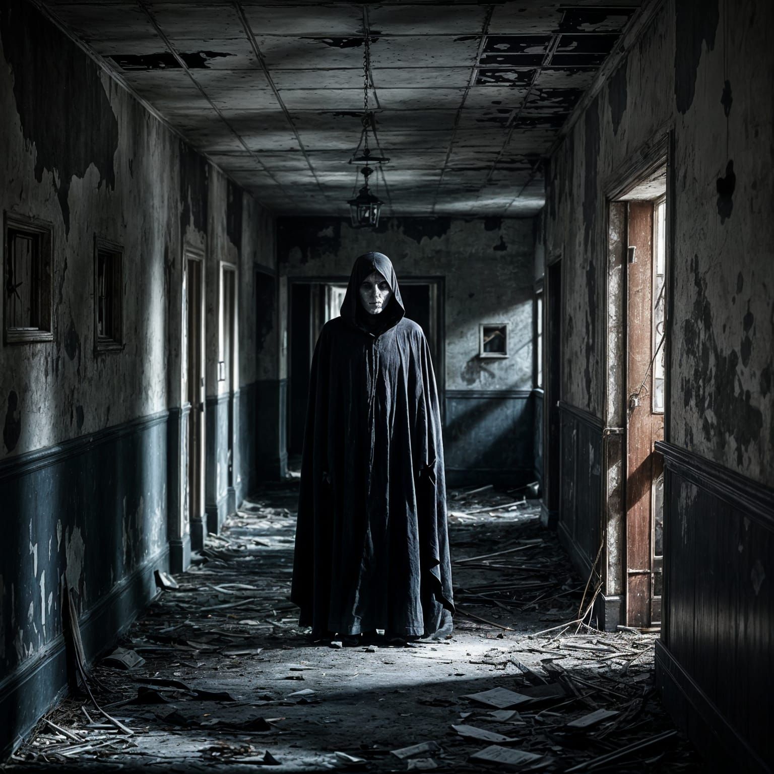 Eerie Phantom Hiding in Abandoned Hospital Shadows