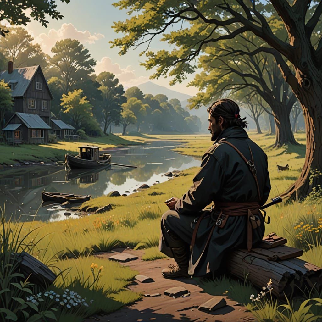 Melancholic Drifter Waiting for the Day