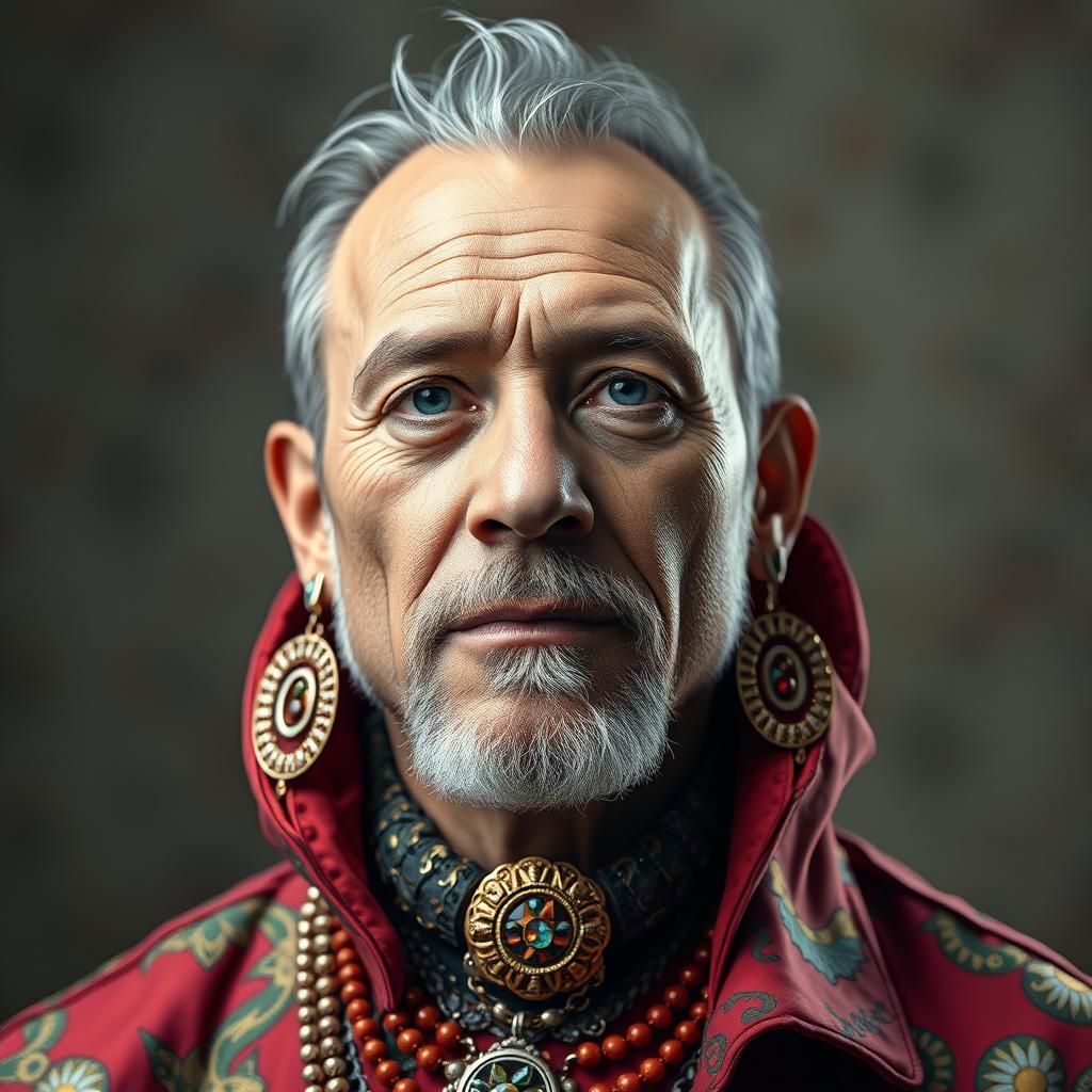 Canadian Man in Hyperrealistic Portrait with Futuristic Jewe...