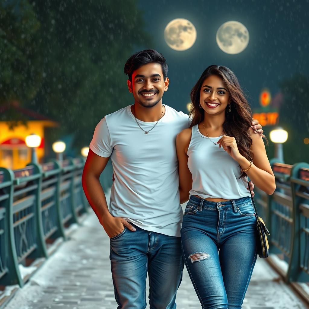 Indian Lovers Smiling in Romantic Digital Artwork