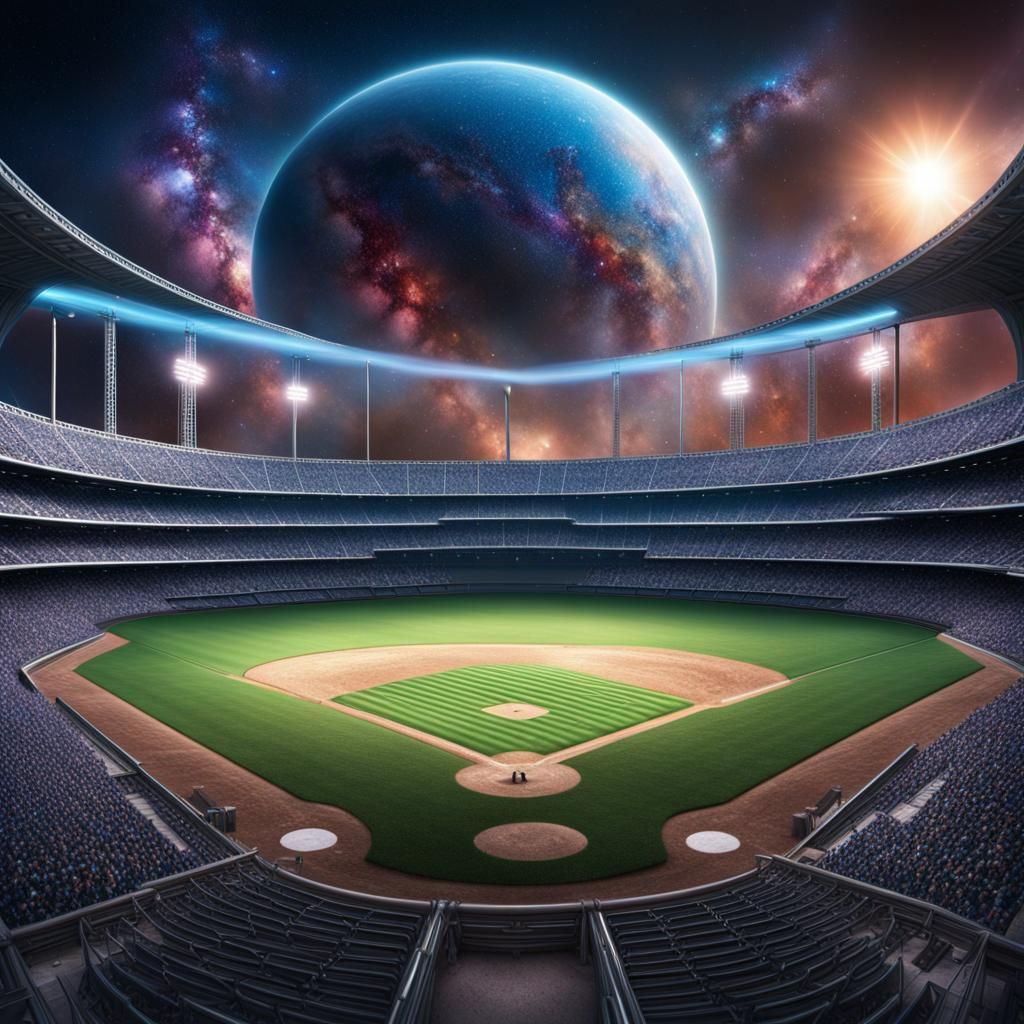 Cosmic Baseball Stadium with Alien Players