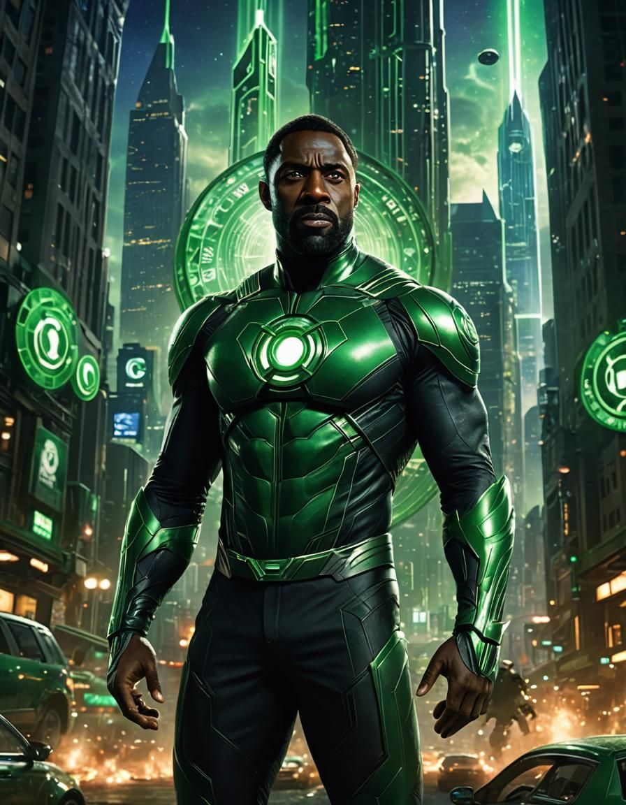 Idris Elba as Green Lantern in Ethereal Metropolis